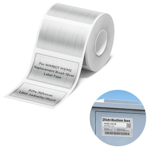 NIIMBOT M2/M3 Thermal Transfer Labels 1.97" x 1.18" (50x30mm) Silver Brush - size: 50*30MM Silver Brush