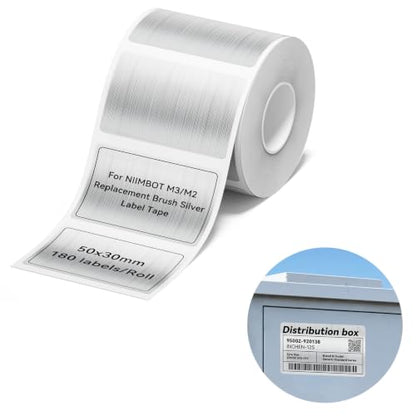 NIIMBOT M2/M3 Thermal Transfer Labels 1.97" x 1.18" (50x30mm) Silver Brush - size: 50*30MM Silver Brush