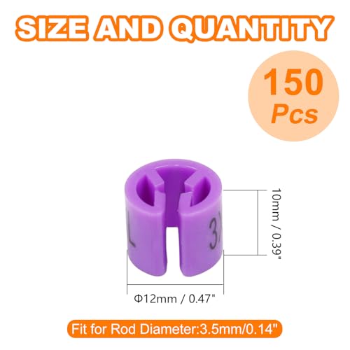 150Pcs Clothes Hanger Size Color-Coding Garment Size Markers - color: Purple-3xl