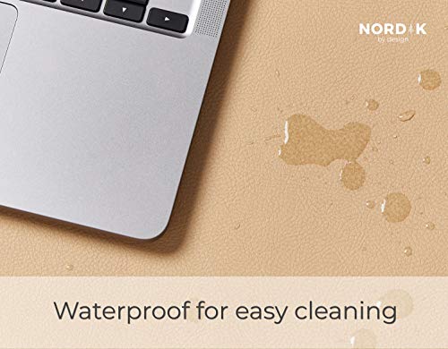 Nordik Leather Desk Mat -Champagne Beige- Large Leather Desk Pad 35x17 in - color: Champagne Beige