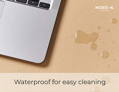 Nordik Leather Desk Mat -Champagne Beige- Large Leather Desk Pad 35x17 in - color: Champagne Beige