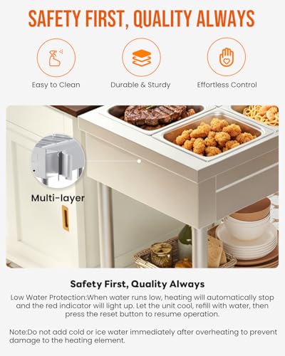 Commercial Food Warmer, 1500W Electric Steam Table