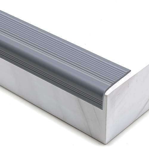Trimold Vinyl Anti-Slip Stair Nosing, Self Adhesive Non-Slip Staircase Step, Flexible Rubber Treads Edge Protector Molding Trim for Outdoor & Indoor Uses (32.8ft, Gray) - color: Gray, size: 32.8ft