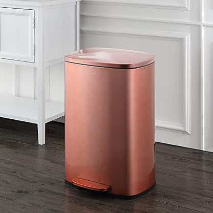 happimess Connor 2-Piece Stainless Steel Trash Can, Rose Gold - color: Rose Gold