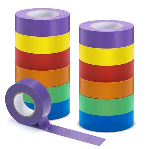 Glenmal 6 Colors 60 Yards x 1 Inch Gym Floor Vinyl Tape Colored,13 Roll - size: 60 Yards x 1 Inch
