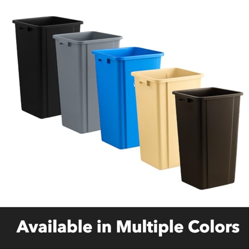 Black, 25 Gallon Square Commercial Trash Can, Heavy-Duty Garbage Can, Industrial Trash Bin for Restaurants/Commercial Facilities/Warehouses - color: Black, size: 25 Gallon