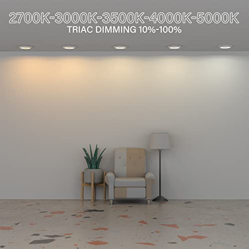 ZAGO 5CCT Switchable 6 Inch LED Disk Light: Surface Mount Low Profile Recessed Retrofit Ceiling Fixture for J Box, 4 Packs, Dimmable, 120V, 15W, 920LM, CRI>80, ETL, Wet Location - color: 5CCT Switchable White-4pack