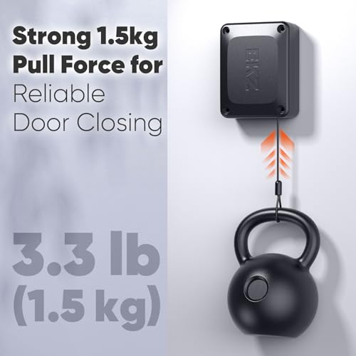 EKZ Retractable Automatic Door Closer – Fits Sliding Glass, Screen, Single & Double Doors – Strong 3.3 lb Spring Tension, Punch-Free Easy Install for Entry, Bathroom, Bedroom, Study (1 Pack) - size: 1 Piece