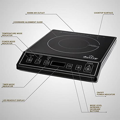 Duxtop 1800W Portable Induction Cooktop Countertop Burner, Black 9100MC - color: Black