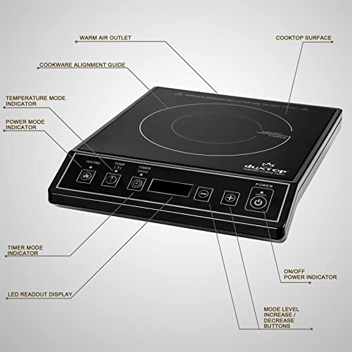 Duxtop 1800W Portable Induction Cooktop Countertop Burner, Black 9100MC - color: Black