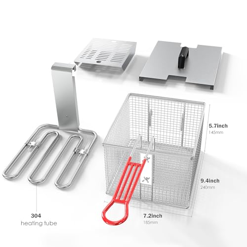 EGGKITPO Commercial Fryer Stainless Steel Electric Deep Fryer with Oil Filtration and Timer 24L Large Capacity Dual Tank Fryer with Baskets and Lids Countertop Deep Fryer for Restaurant Use 120V 3500W - size: 24L