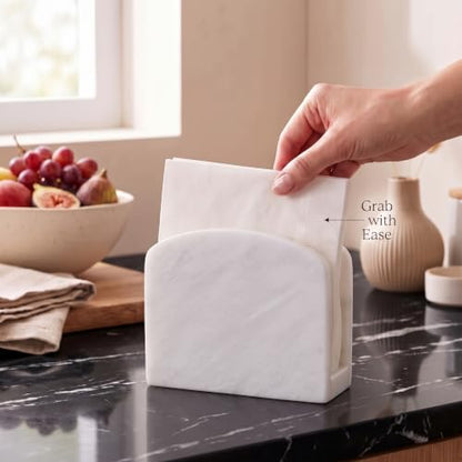 Radicaln Marble Napkin Holder for Table 6.5" Paper Napkin Dispenser Stand - color: White