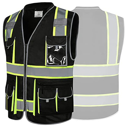 JKSafety Reflective Safety Vest for Men Cushioned Collar JK89 Black L - color: Blackt1s1, size: Large