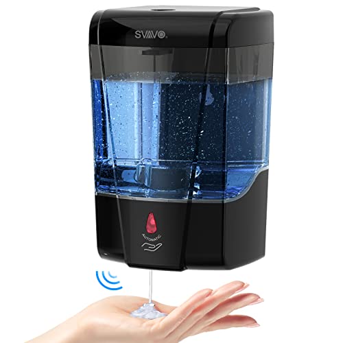 SVAVO Automatic Soap Dispenser Hand Soap Dispenser Wall Mount 600m/21 fl.oz, Touchless Electric Sensor Pump Battery Operated for Offices Home Kitchen Bathroom Hotel Restaurant Commercial - color: Black, size: 600ml