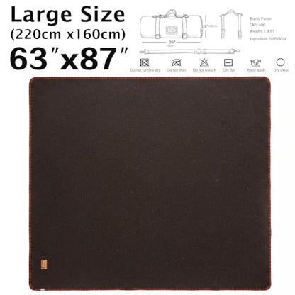 PuTian 100% Wool Blanket - Camping Outdoor Blanket, 63"×87", Brown - color: Brown, size: 63" × 87"