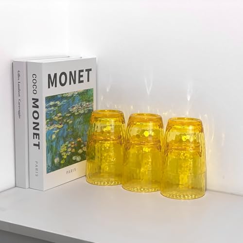 15-Ounce Plastic Tumblers (Set of 6), Reusable Plastic Mugs, BPA-Free Acrylic to Drink Mugs, Shatter Resistant, Textured Interior, Dishwasher Safe (Yellow, 15 Ounce) - color: Yellow, size: 15 Ounce