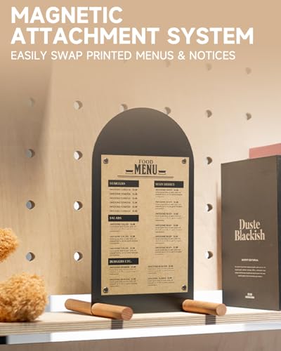 Tabletop Menu Display Stand with Writable Board and Magnetic Holders - size: A5 Vertical (12.2 × 6.7 in)