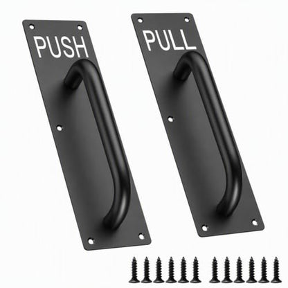 Sumnacon 1 Set Stainess Steel Door Handle,Push Pull Plate Handles, Black - color: Black
