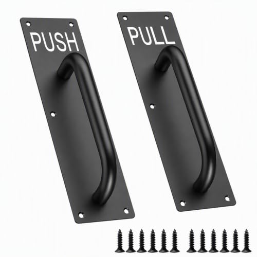 Sumnacon 1 Set Stainess Steel Door Handle,Push Pull Plate Handles, Black - color: Black