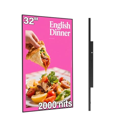 32inch Digital Signage, 2000nits High Brightness Advertising Display, Slim Fit Frameless LCD Monitor, CMS Remote Publishing, 24/7 Operation, Smart Split Screen Play, HDMI/USB/WiFi/Android System - size: 32"+2000nits