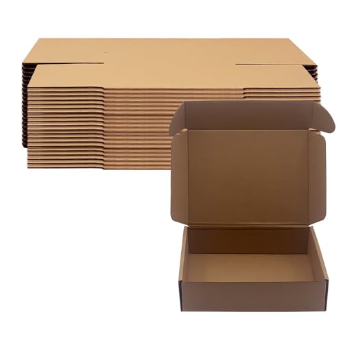 8x6x2 inch Shipping Boxes Pack of 25, Brown Corrugated Cardboard Mailer Box - size: 8x6x2 -25 Pack