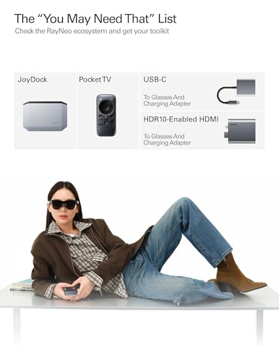 RayNeo Air 4 Pro AR/XR Glasses HDR10 201" Display, 120Hz 3D Movie Game