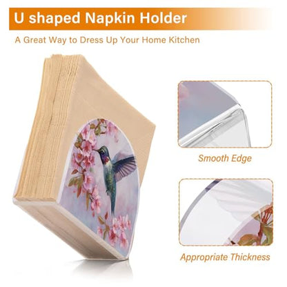 Pink Hummingbird Napkin Holder for Table Acrylic Tissue Dispenser - color: beautiful hummingbird
