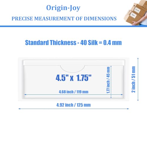 Origin-Joy 25 PCS Self-Adhesive Index Label Pockets, Clear Plastic Peel & Stick Card Holders with Top Open for Loading (4.5 x 1.75 inch) - size: 4.5 x 1.75 inch, style: Horizontal