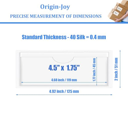 Origin-Joy 25 PCS Self-Adhesive Index Label Pockets, Clear Plastic Peel & Stick Card Holders with Top Open for Loading (4.5 x 1.75 inch) - size: 4.5 x 1.75 inch, style: Horizontal