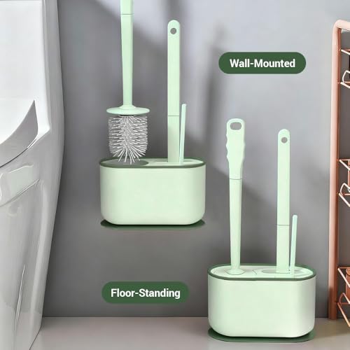 Plastic Toilet Brush Set, Strawberry Green, Bathroom Accessories, Includes 2 Toilet Brushes & Holder - color: Strawberry Green