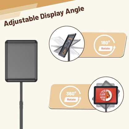 Adjustable Pedestal Floor Stand Sign Holder for 8.5 x 11 inches Poster, Snap open frame, Outdoor Indoor Standing Display Sign Holders. (2 Pack)