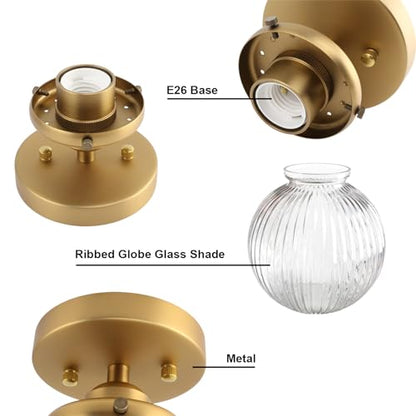 Yosoan Antique Striped Glass Indoor Flush Mount Hallway Ceiling Light - color: Antique