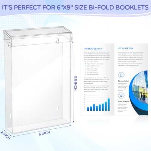 Thyle 1 Pcs 6 x 9 Inch Outdoor Brochure Holder with Lid Acrylic Wall Mount Literature Box with Self Closing Lid Waterproof Clear Heavy Duty with Screws for Flyer Document Pamphlet Display (Clear) - color: Clear