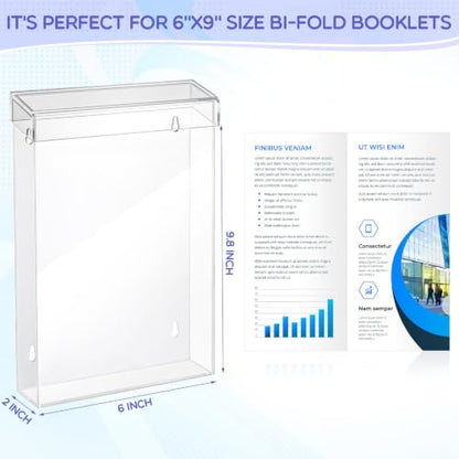 Thyle 1 Pcs 6 x 9 Inch Outdoor Brochure Holder with Lid Acrylic Wall Mount Literature Box with Self Closing Lid Waterproof Clear Heavy Duty with Screws for Flyer Document Pamphlet Display (Clear) - color: Clear