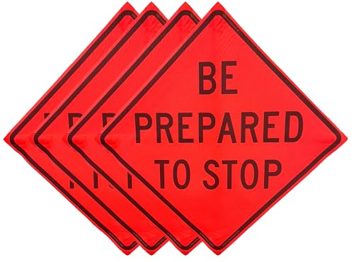 36"x36" Be Prepared to Stop Orange Mesh Roll-Up Signs 4-Pack - color: Be Prepared to Stop