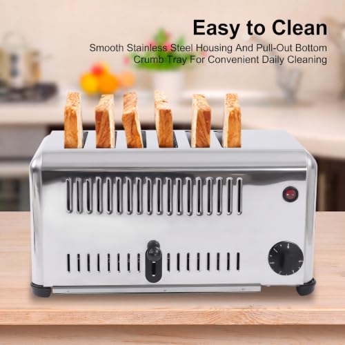 Commercial Conveyor Toaster,1680W Electric Conveyor Belt Toaster with 6 Slice Capacity, Stainless Steel Toast Machine with Adjustable Timer,for Restaurant Bakery Cafe Home Kitchen