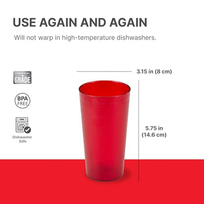 Cambro 16 Ounce (oz) Restaurant Grade Beverage Tumblers (6 Pack) - Drinking Glasses, Stackable, BPA-Free, Shatter-Proof, Dishwasher Safe (Ruby Red) - color: Ruby Red
