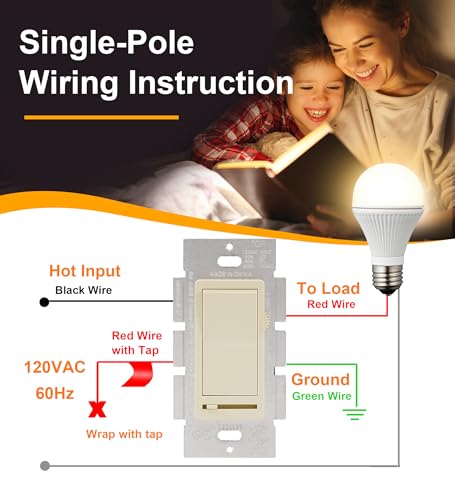 CLOUDY BAY in Wall Dimmer Switch for LED Light/CFL/Incandescent,3-Way Single Pole Dimmable Slide,600W max Incandescent,150W max Dimmable LED/CFL, Cover Plate Included,Almond,2 Pack - size: 2-Pack | Almond