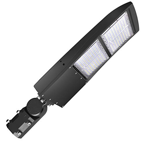 LED Parking Lot Lights 5000K Shoebox Street Pole Lighting,1-10V Dimmable - color: 300W/240W/200W + (100-277V 5000K), size: Adjustable Slip Fitter Mount Bracket