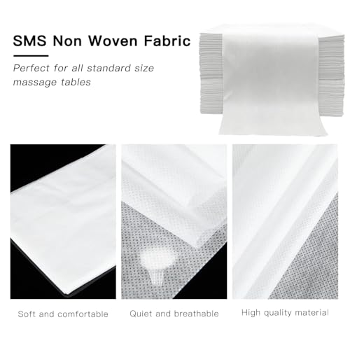 200PCS Disposable Bed Sheets, Disposable Massage Table Sheets, Disposable Bed Covers for SPA Lash Wax Tattoo Salon, Non Woven Fabric, 71" x 31" White - color: White-200pcs