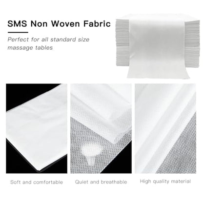 200PCS Disposable Bed Sheets, Disposable Massage Table Sheets, Disposable Bed Covers for SPA Lash Wax Tattoo Salon, Non Woven Fabric, 71" x 31" White - color: White-200pcs