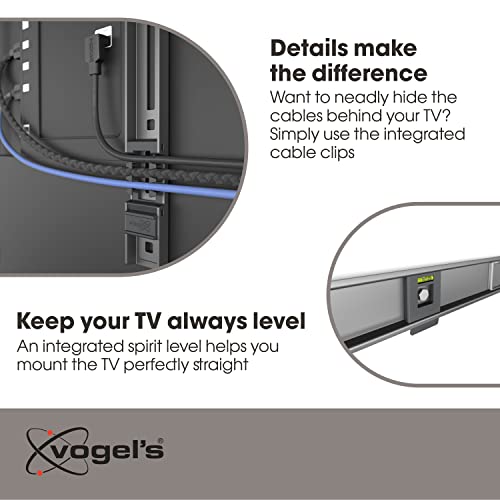 Vogel's TVM 5405 Extremely Flat TV wall Bracket for 32-77 inch TVs, Max. 165 lbs, TV Bracket max. VESA 400x400, Universally Compatible, Distance to the wall only 0.59 inch - size: 32 - 77"