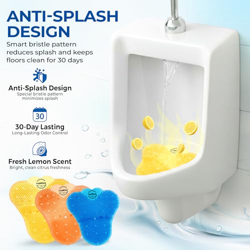 Urinal Screen Deodorizer With Gloves - 3D Wave Enzymatic Anti-Splash Urinal Cakes - Odor Protection Up To 30 Days - Long-Lasting Urinal Deodorizer for School, Offices, Cinemas Restrooms (Pack of 36)