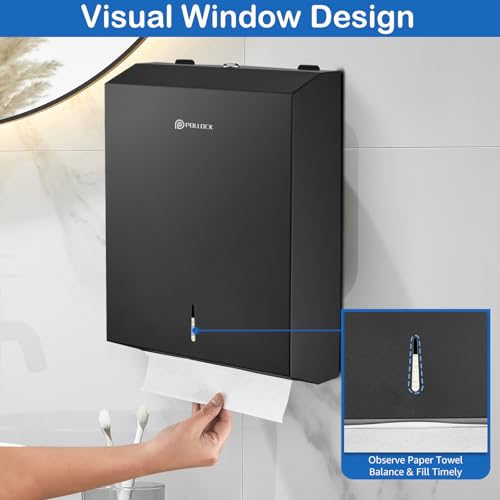 Pollock Paper Towel Dispenser Wall Mount,Stainless Steel,Matte Black - color: Black