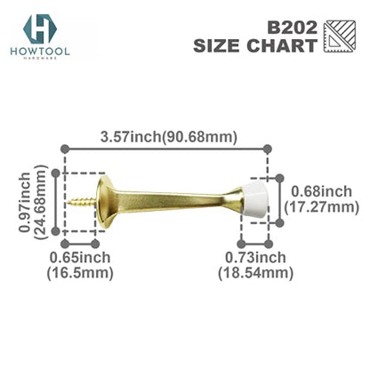 Door Stops 3 Inch Rigid Wall Mounted with Rubber Tip Champagne Brass, 5 Pack | HOWTOOL - color: Champagne Brass