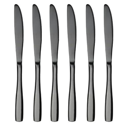 Teyyvn 16-Piece Black Stainless Steel Dinner Knives, Cutlery Table Knives