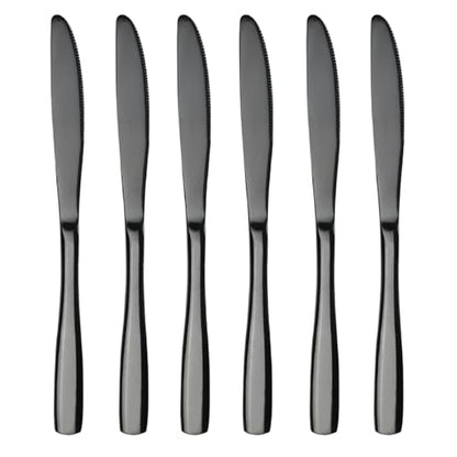 Teyyvn 16-Piece Black Stainless Steel Dinner Knives, Cutlery Table Knives