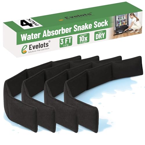 Evelots 4-Pack Water Absorber Snake Socks, Reusable 3-Ft Leak Barriers - size: Pack of 4