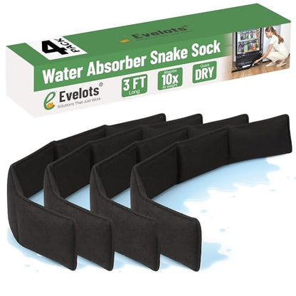 Evelots 4-Pack Water Absorber Snake Socks, Reusable 3-Ft Leak Barriers - size: Pack of 4