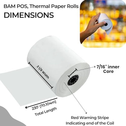 BAM POS, Thermal Paper Rolls, 3-1/8" x 230 ft, Pack of 10 - Value Pack - size: 10 rolls